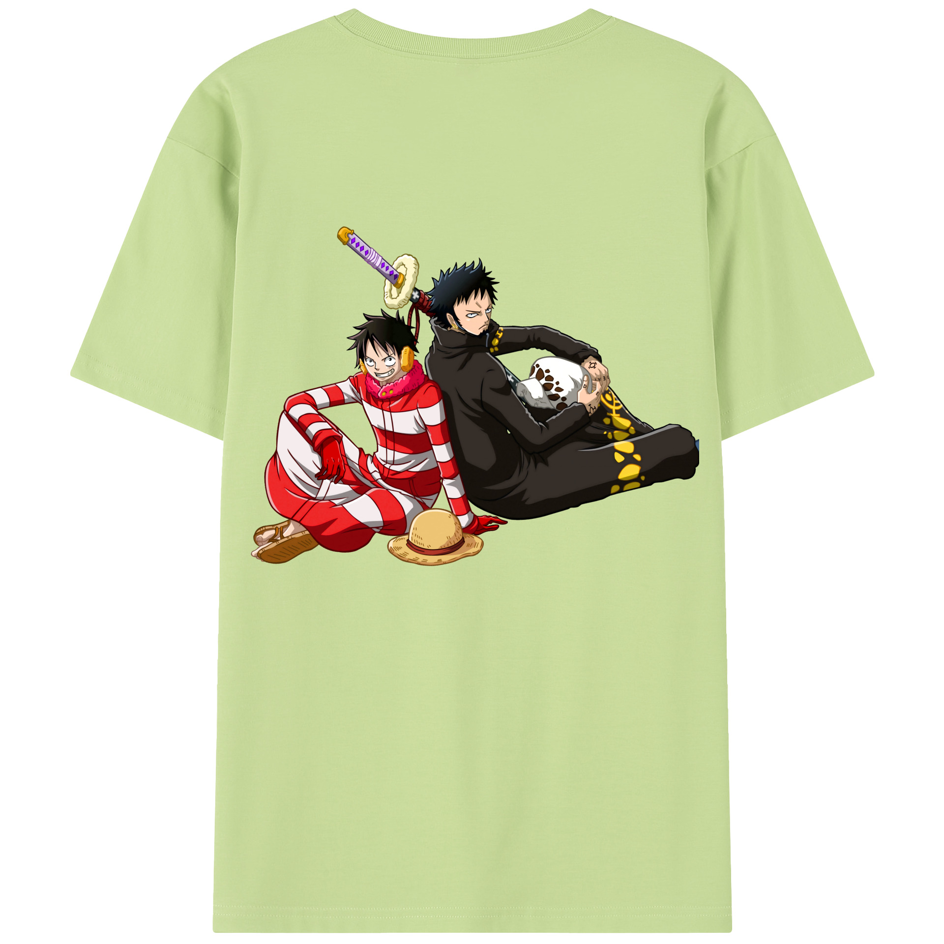 ワンピース モンキー・D・ルフィ ONE PIECE Monkey D. Luffy 綿100％半袖Tシャツ（背面プリント）